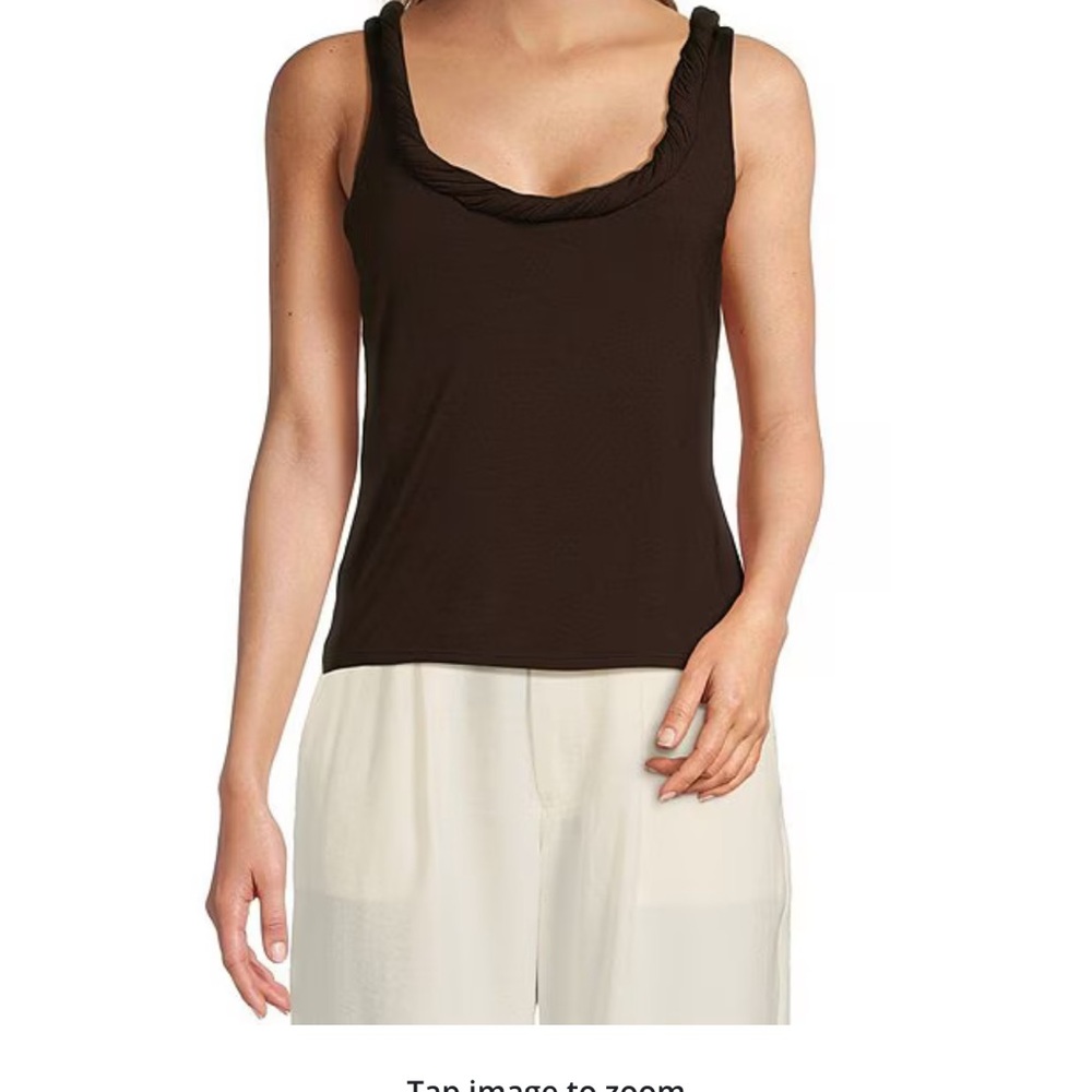 Antonio Melani x M.G. Style Brown Scoop Neck Sleeveless Tie Back Top